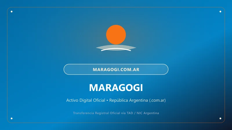 Identidad visual y presentación comercial del nombre de dominio maragogi.com.ar en venta